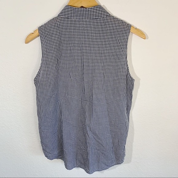 Equipment Colleen Sleeveless Collard Button Down Gingham Navy Blouse Size Medium - Picture 7 of 8
